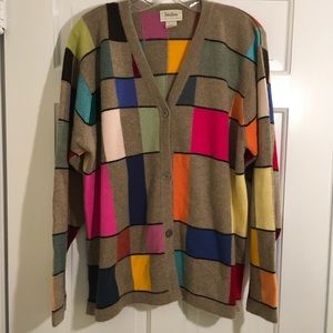 Neiman Marcus Cashmere Colorblock Cardigan
